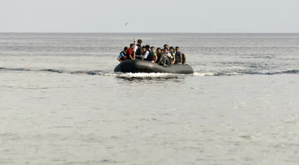 Asylum seekers crossing the North Sea on an inflatable dingy