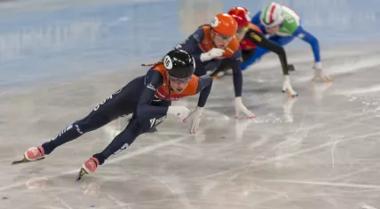 Lara van Ruijven at the 2019 World Short Track Speed Skating Championships in Sofia, Bulgaria. March 2019