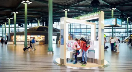 Sanitizing Service station at Schiphol