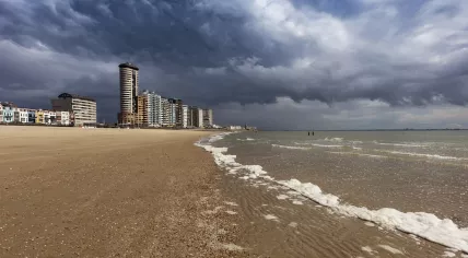 Ominous clouds appear over the Dutch coast in Vlissingen, Zeeland. June 19, 2020