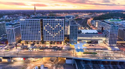 Mall of Tripla and Pasila train station in Helsinki, Finland. June 2, 2020