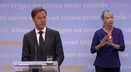 Mark Rutte speaking at a press conference on August 18, 2020