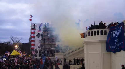 Tear gas fired on a horde of rioters who stormed the U.S. Capitol in Washington D.C. 6 Jan. 2021