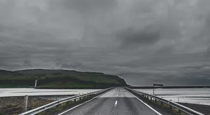 Road with grey skies