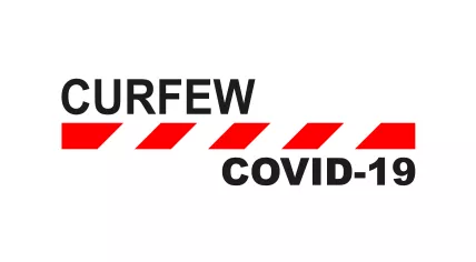 Rendering of a Covid-19 curfew sign