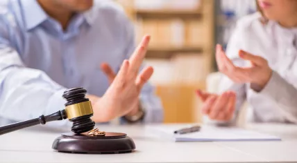 Judge gavel decides on marriage divorce