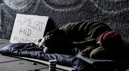 Homeless person sleeping rough
