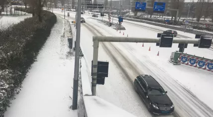Snowy roads in Amsterdam, 7 February 2021