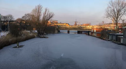 Frozen canal Amsterdam Oost
