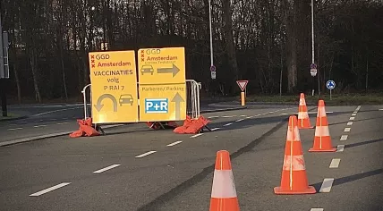 The GGD coronavirus test and vaccination center at RAI in Amsterdam, 23 February 2021