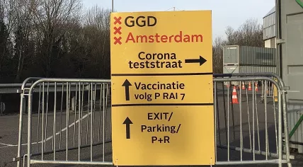 The GGD coronavirus test and vaccination center at RAI in Amsterdam, 23 February 2021