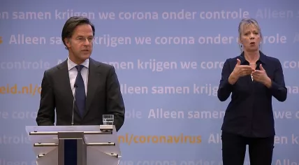 Prime Minister Mark Rutte updating the Dutch public on the coronavirus situation in the Netherlands. 23 Feb. 2021