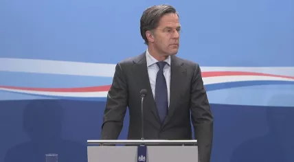 Prime minister Mark Rutte during press conference February 12, 2021