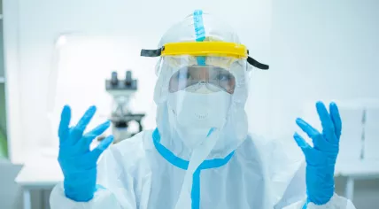 Doctor in full personal protective equipment