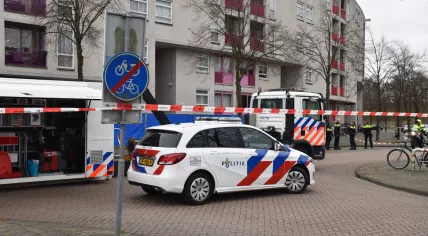 Police at the scene of a fatal shooting, where convicted killer Martin van de Pol, 56, was killed. 4 March 2021