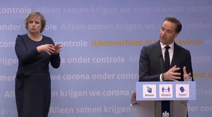 Hugo de Jonge during a press conference on 20 April 2021