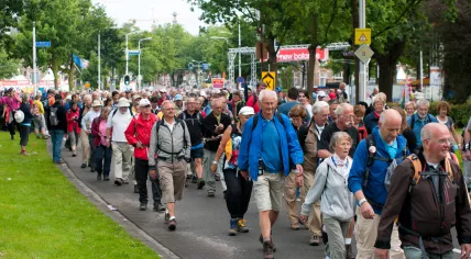 People attending the world's largest annual walking event in Nijmegen