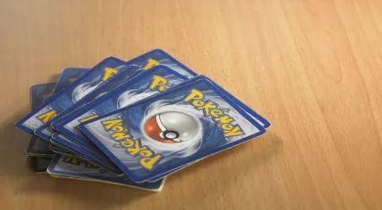 Pokemon cards on the table.