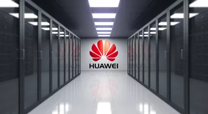 Huawei logo in server room 
