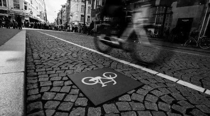 A silhouette of a cyclist in Amsterdam.