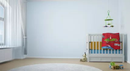 Room with baby crib