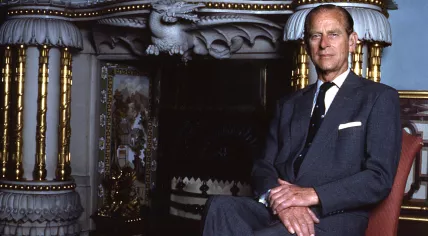 Prince Philip, the Duke of Edinburgh, in the Chinese Room at Buckingham Palace. 1992