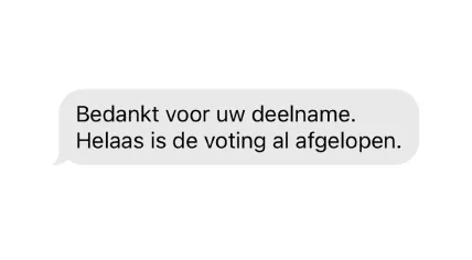 An SMS reply some Eurovision voters in the Netherlands received indicating their votes were not counted. 23 May 2021