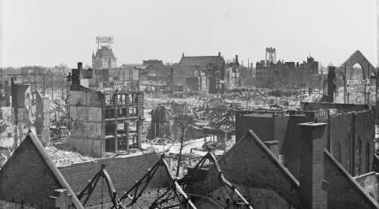 Homes in Rotterdam destoryed by bombing on May 14, 1940