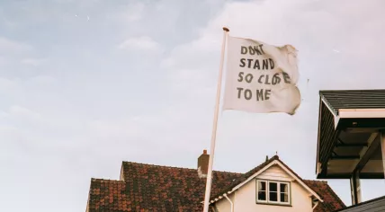 Lyrics from a song by The Police as a social distancing reminder in Zandvoort. 10 May 2021