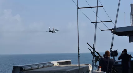 A Russian fighter jet buzzes past the Zr.Ms. Evertsen, a Dutch frigate, in the Black Sea. June 24, 2021
