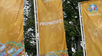 Euro 2020 flags flapping in the wind in Amsterdam Oost. June 11, 2021