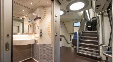 Bathroom of the new train modernized NS double decker.