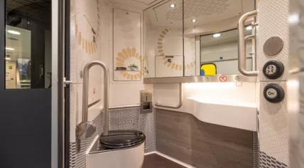 Bathroom interior on the new NS double decker.