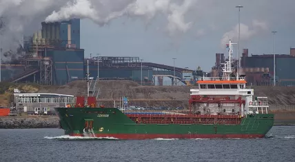 Ship in the port of Amsterdam.