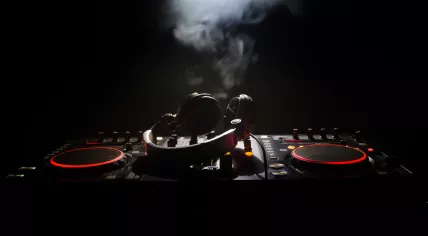 Headphones in a nightclub