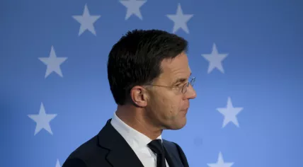 Dutch Prime Minister Mark Rutte in front of the EU stars