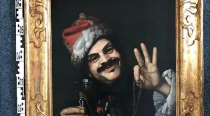 Rembrant student, Van Hoogstraten, painting man with red cap