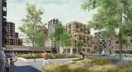 Artist rendering of Stadswijk Merwede, a new Utrecht neighborhood that will be built over the Europalaan street prostitution zone