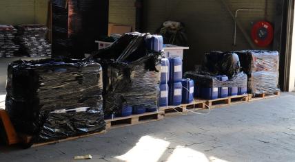 Drug chemicals seized as part of raids in Amsterdam, Rijswijk, The Hague and Honselersdijk on May 25 and June 7, 2021.