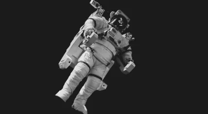 Astronaut in a space suit from a recent trip to Kennedy Space Center.