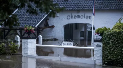 Floodwater quickly swept through the Oliemolen, a farm, bed and breakfast, and historic landmark in Heerlen. 13 July 2021