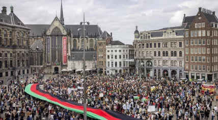 A demonstration at Dam Square in Amsterdam in support of a safe existence for all Afghan people. Similar rallies were held in 15 cities in Europe and the U.S. August 28, 2021