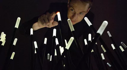 Portrait of Daan Roosegaarde with art installation 'Dune' 