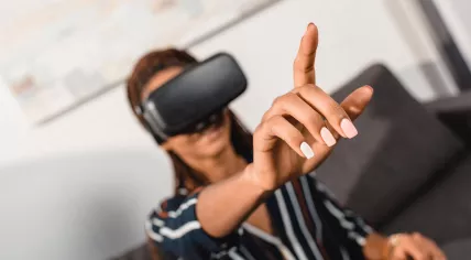 woman wearing VR glasses