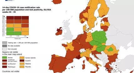 The Netherlands remained at the red risk level on the ECDC's coronavirus risk assessment map. 9 Sept. 2021