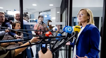 Sigrid Kaag takes questions after resigning as Minister of Foreign Affairs over the Dutch withdrawal from Afghanistan. 16 Sept. 2021