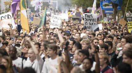 Thousands call for the Dutch event sector to be allowed to open back during the Unmute Us! protest in Amsterdam. 11 Sept. 2021