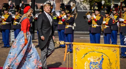 King Willem-Alexander and Queen Maxima arrive at the Grote Kerk in The Hague ahead of his Budget Day speech, 21 September 2021