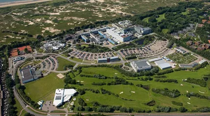 Aerial shot of the European Space Technology and Research Centre, ESTEC, in Noordwijk