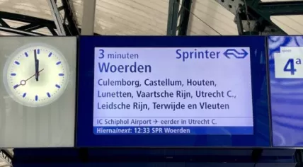 Minute counter shows how many minutes before the next train departs